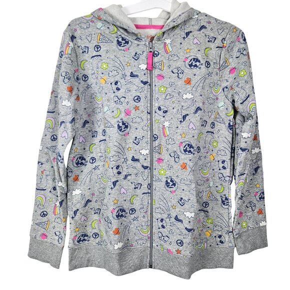 Cat & Jack Girls Printed Zip-Up Hoodie Jacket XXL (18) Gray School Play Comfort - Picture 4 of 13